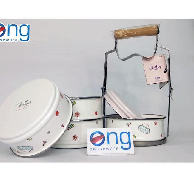 Ready stock ❃➟ Rantang Enamel 4 Susun Chefina Kedaung R105-01 laris banget