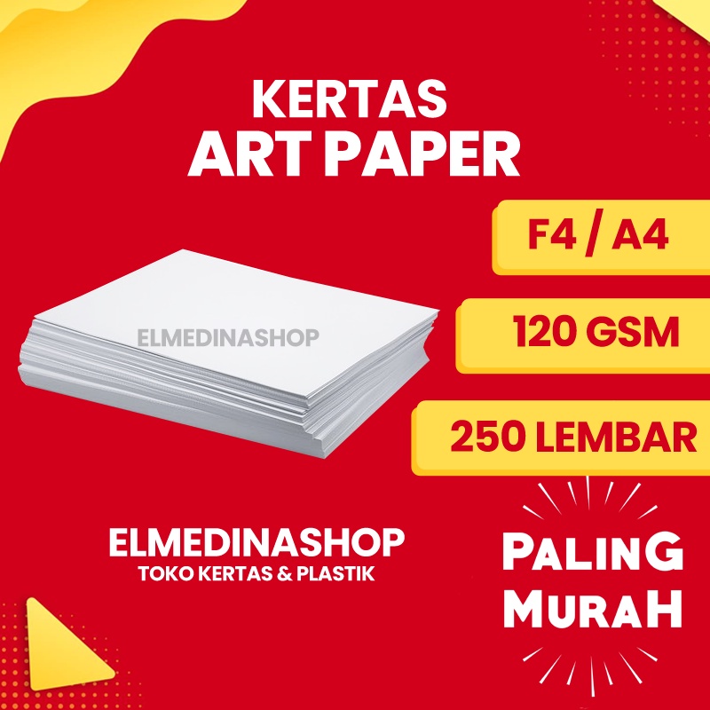 

250 Lembar Kertas Art Paper Gramasi 120 Gsm F4 & A4 Artpaper Glossy 2 Dua Sisi - AP120