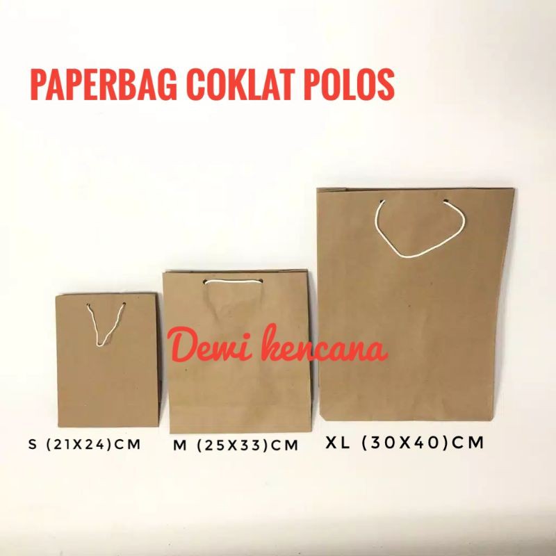

Paper Bag Coklat Polos Uk. S - M - XL / Tas Bingkisan Bungkus kemasan/Goodie bag