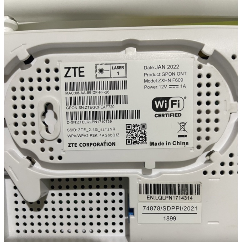 ONT GPON ZTE F609 model terbaru Plus Adaptor