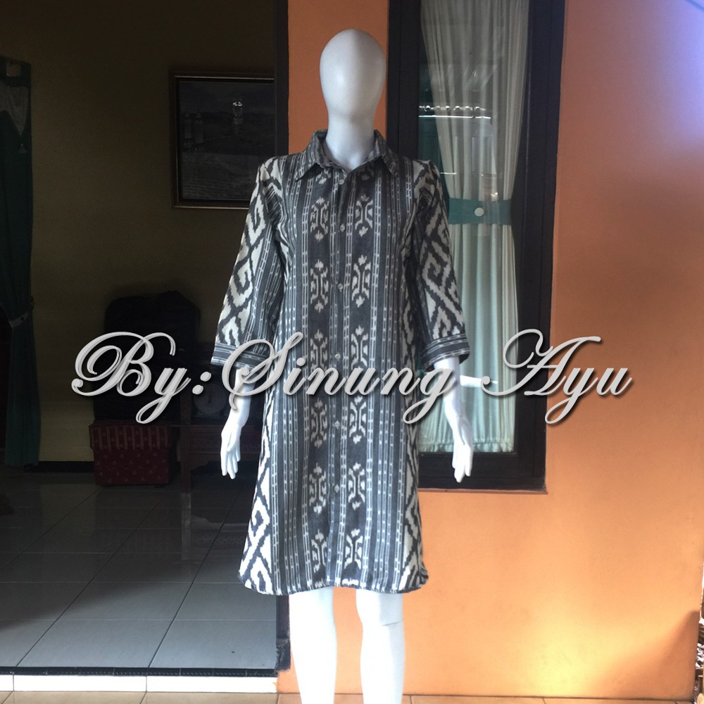 DRESS TUNIK TENUN JEPARA MOTIF TORAJA LENGAN PANJANG