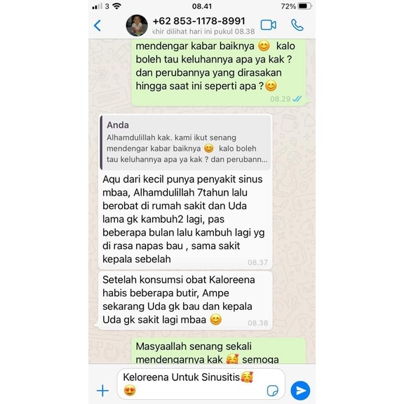 Obat Herbal Sinusitis, Infeksi, Radang Sinusitis, Rhinitis, Hidung Tersumbat, Hidung Bengkak, Bau, Anosmia, Polip Hidung, Sakit Kepala, Tenggorokan, Sesak Napas, Nyeri Dada, Nyeri Ulu Hati, Infeksi Paru Paru, Batu Ginjal, Infeksi Saluran Kemih - Keloreena-1