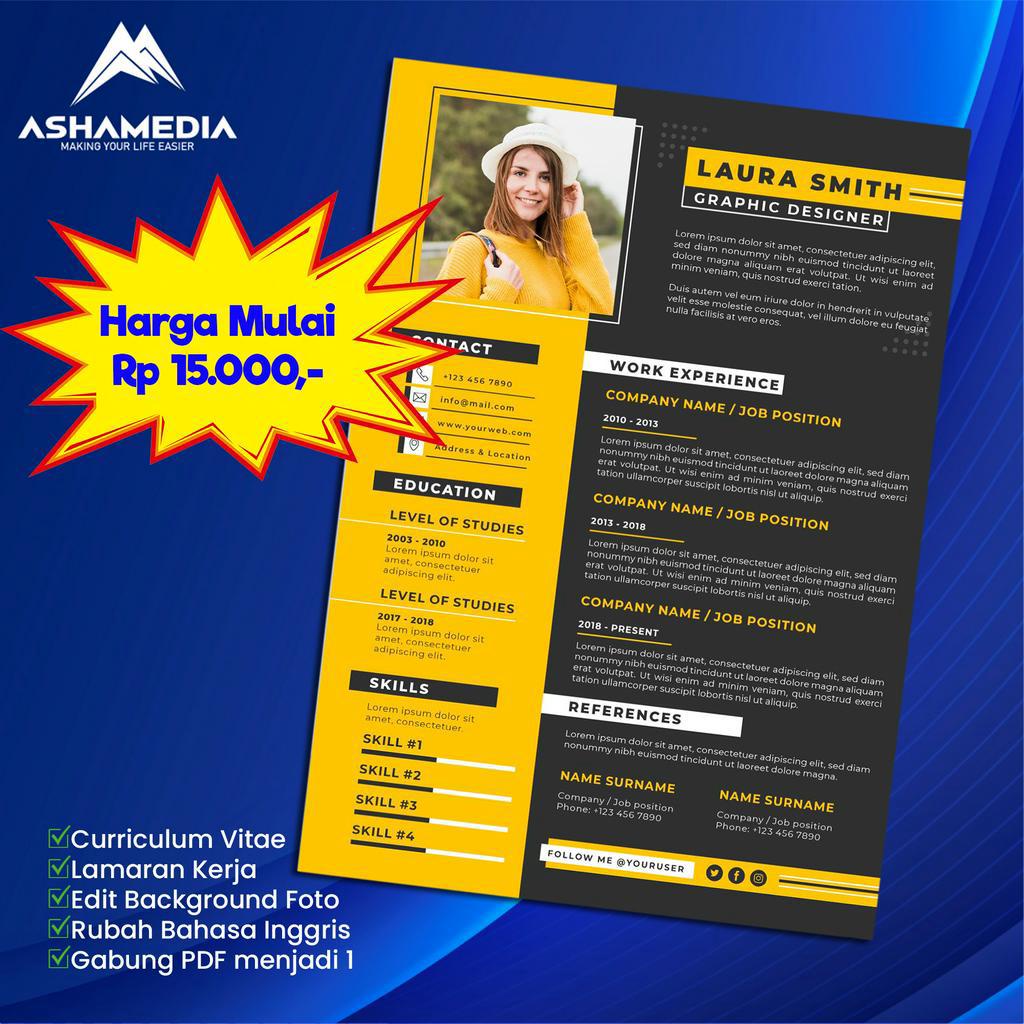 

Jasa Pembuatan CV dan Lamaran Kerja | PDF Resume | Curriculum Vitae | Desain Riwayat Hidup | Asha Media