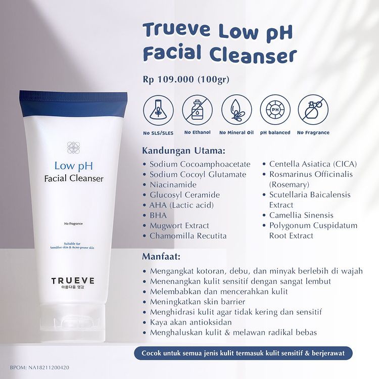 ★ BB ★ Trueve Facial Cleanser Low Ph - Gentle Foaming - 100gr - 30gr