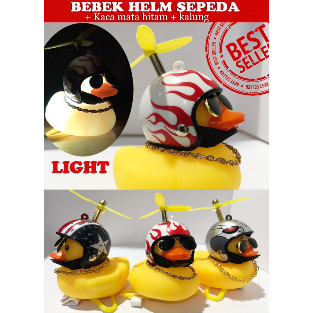 BEBEK HELM AKSESORI SEPEDA, SEPEDA MOTOR, MOBIL DENGAN LAMPU &amp; BELL