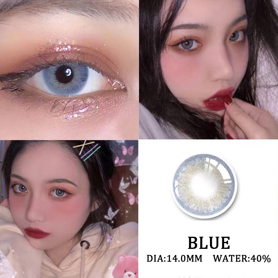 Menyinarimu【COD】 2022 New Big Eye Kawaii Brown Softlens mata korea Yang Lucu Lensa Mata Penuh Gaya Dan Cantik Softlens Blue Warna Sederhana Dan Canggih Lensa Kontak Soflen14.0mm Dubai Import Premium Exoticon Kepopuleran Green Softlen