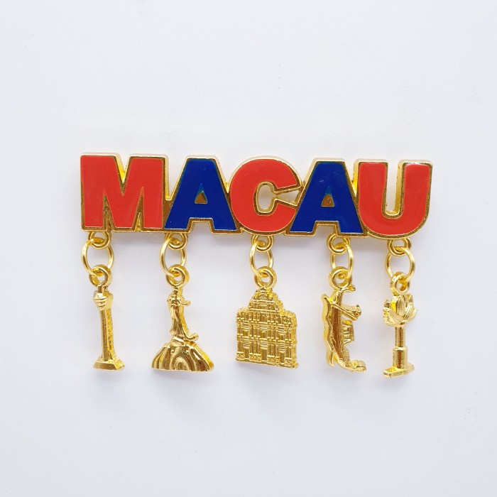 3D LOGAM Souvenir Negara magnet Kulkas Tempelan MACAU GOLD Juntai