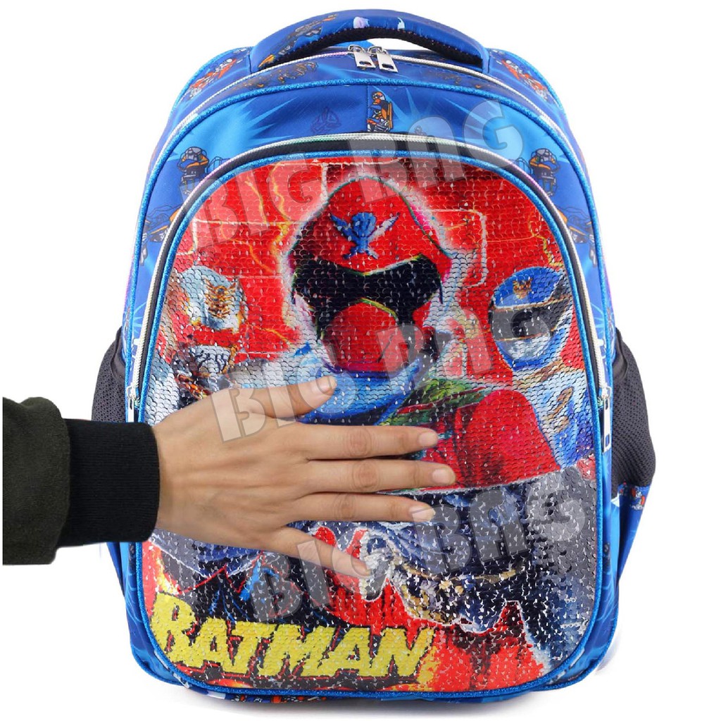 Tas Ransel Anak Laki Laki Karakter POWER RANGERS &amp; BATMAN - Tas Ransel Model Usap / Swipe + BOTOL