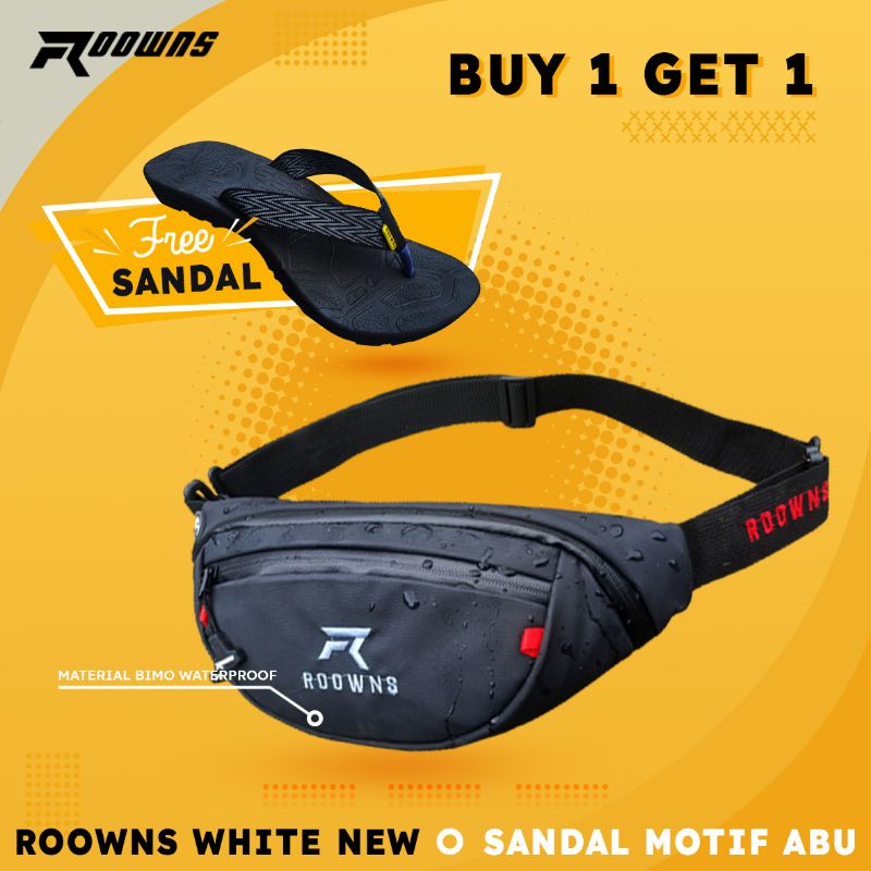 (PAKET BUNDLING) Yoota Waistbag + Sendal Gunung Jepit White