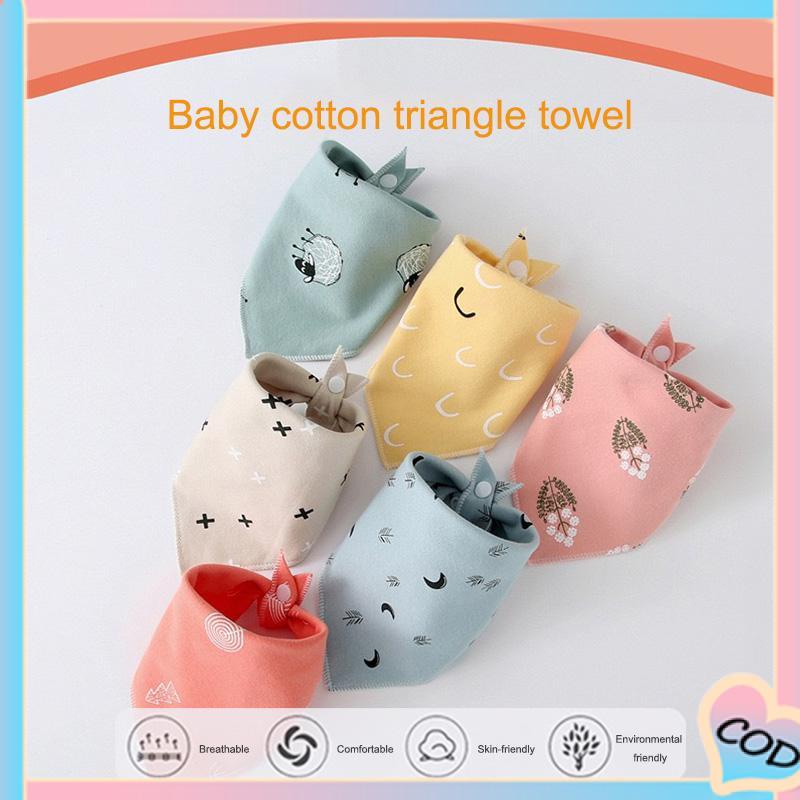 COD❤️ Handuk Bayi Saliva Double Snap Button Kepala Bayi Baru Lahir Bib Segitiga Scarf-A.one