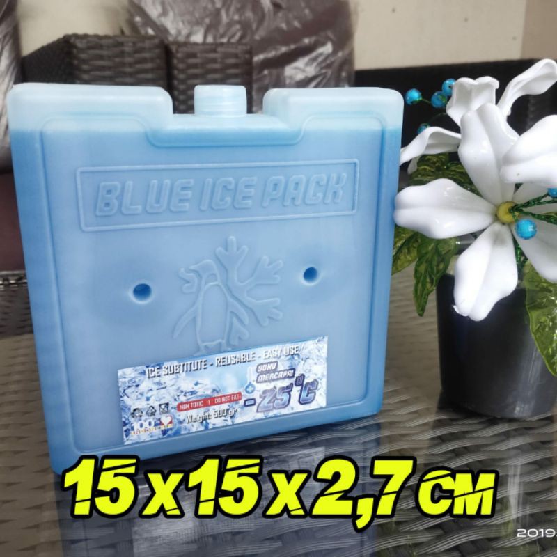 blue ice pack kotak 15x15x2,7cm pengganti dry es
