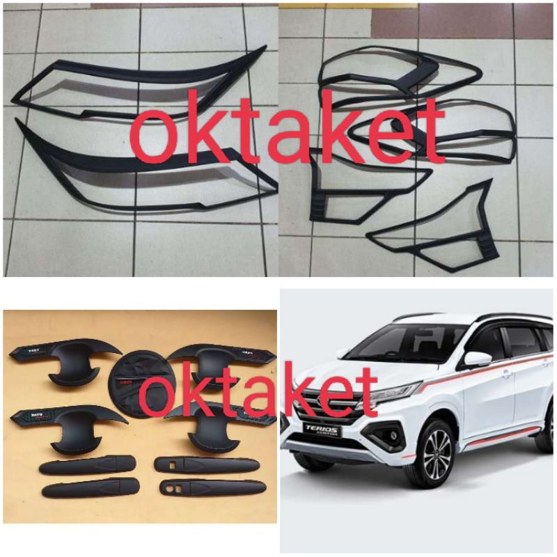 paket lengkap all new Rush Terios 2018-2022 hitam dop garnish depan belakang outer handle tank cover