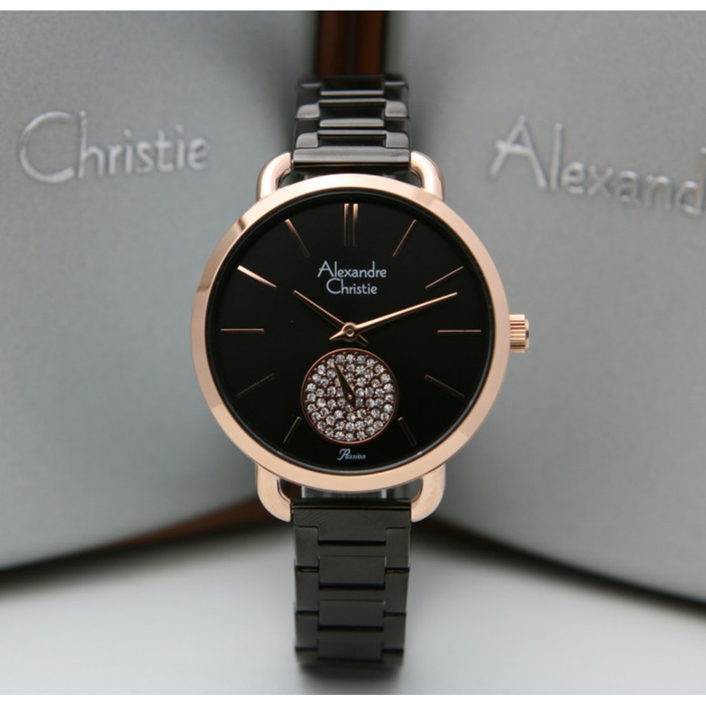 Alexandre Christie AC2901 Original Jam Tangan Wanita Black Rose Gold