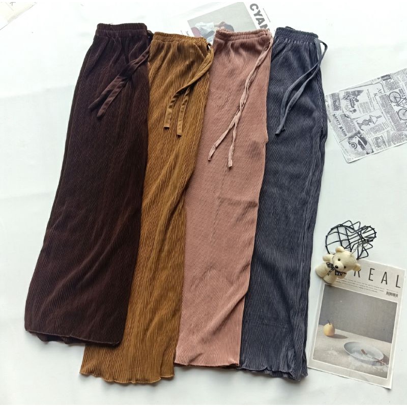 Sora Plisket Pants / Celana Kulot Plisket Lidi Premium / Celana Kulot Wanita