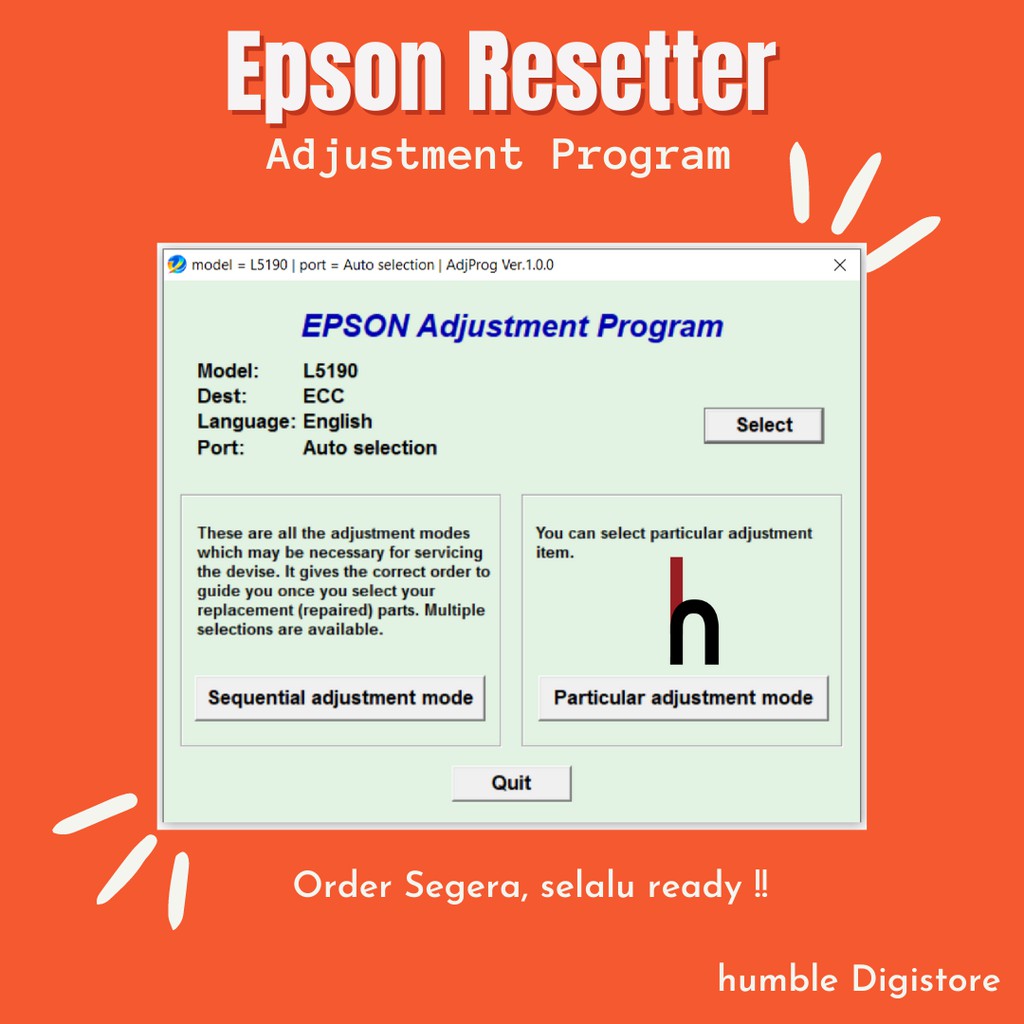 Epson L5190 Program Resetter / Waste Ink Pad Counter Reset