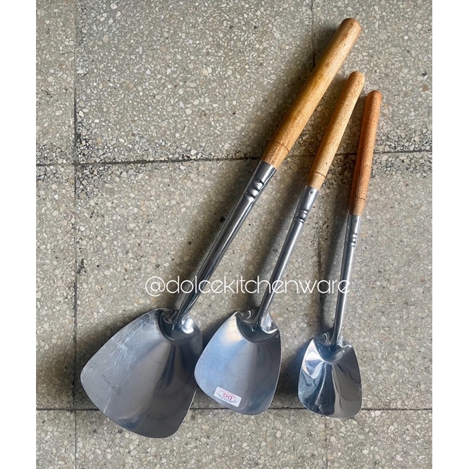 Spatula Sutil Penggorengan Besar Stainless Pendek Sedang Panjang 38 42 53 cm