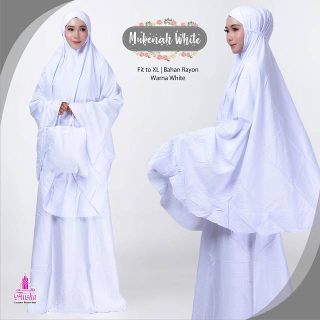 MUKENA WHITE/MUKENA DEWASA MAT. RAYON ORI BY AIISHA