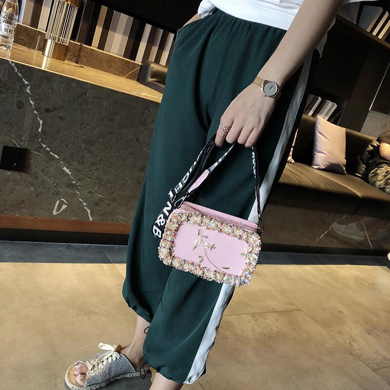 BJ1294 - BLACK/GREEN/PINK/WHITE - TAS SLEMPANG BUNGA FLOWER BAG CLUTCH TAS WANITA FASHION IMPORT MODIS ELEGAN TERMURAH TERLARIS TERBARU BAGSTORE JAKARTA TAS BATAM JTF18174 ELJ294