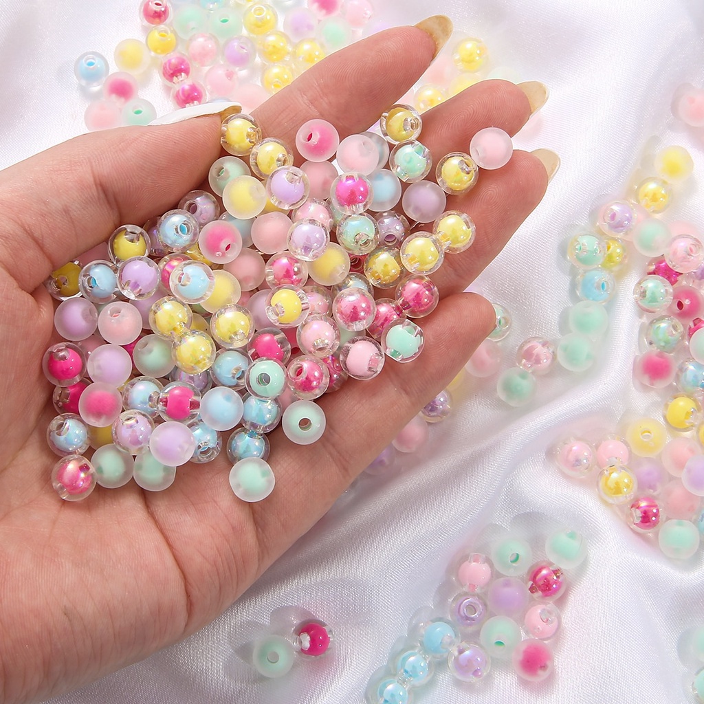 110pcs Fashion Frosted Matte Candy Colors Plastic Acrylic Round Beads For Bracelet Necklace Earring Making DIY Jewelry Findings