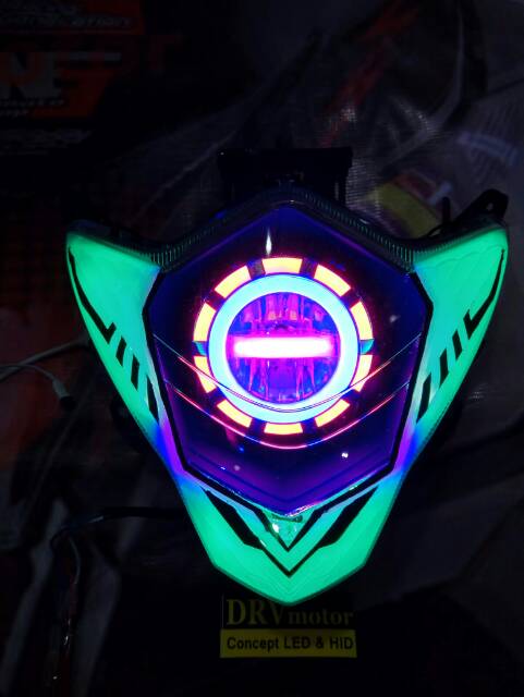 PROJIE SATRIA FU FACELITE LED 40W HI-LOW DAN SENJA RGB DENGAN REMOTE 44 KEY