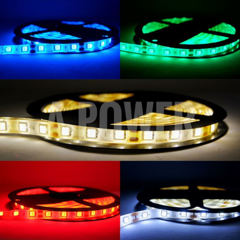Lovov - Lampu LED Strip SMD Flexible 5050 (WW,Putih,Biru,Merah,Hijau)