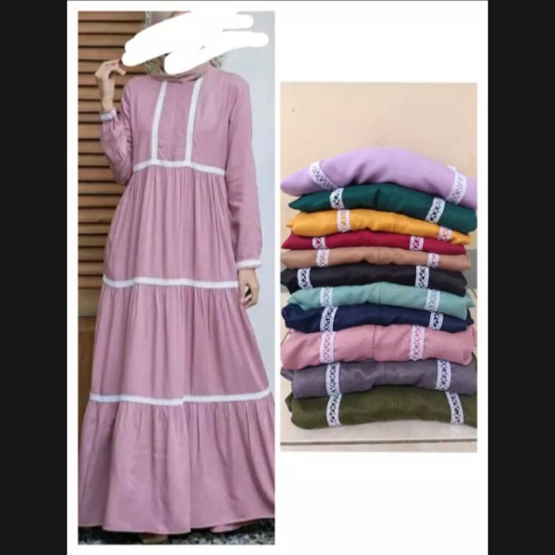 Gamis renda tempel cantik