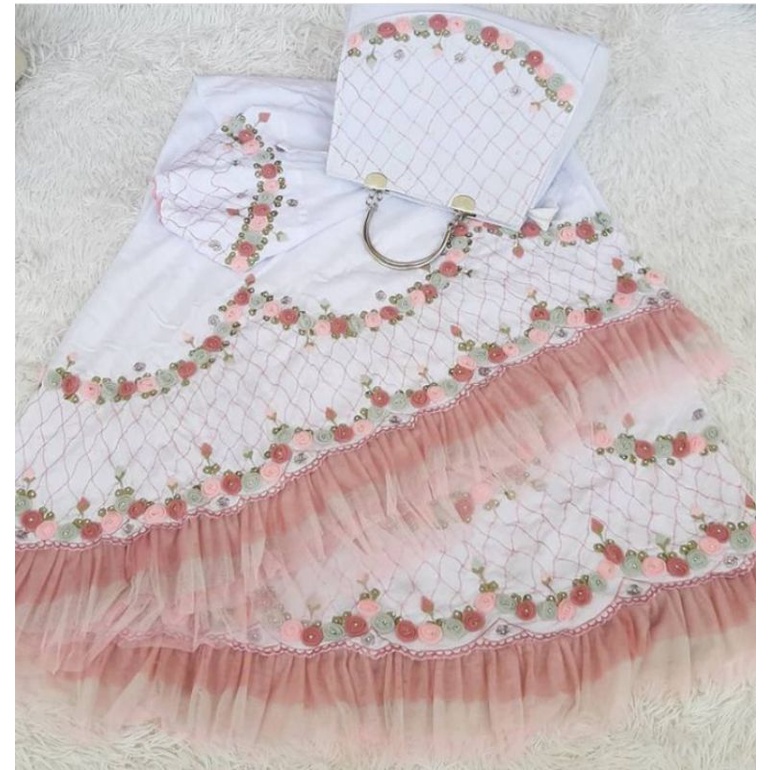 MUKENAH BORDIR TILE MOTIF GELOMBANG/MUKENAH POTONGAN DEWASa