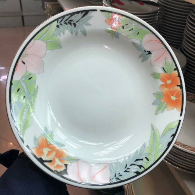 Piring sango keramik motif bunga #15