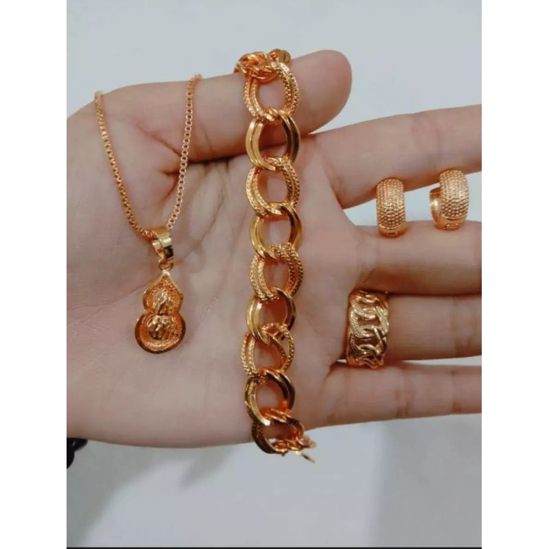 set perhiasan liontin motif kacang