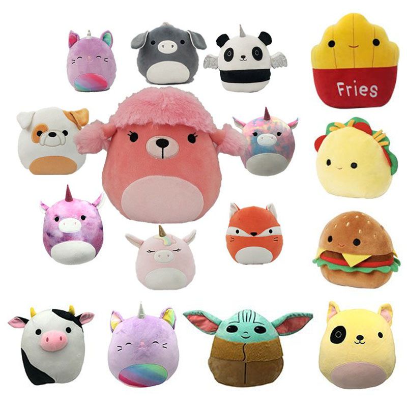 40cm Mainan Squishmallow Stuffed Toy Boneka Animal Hamburger Plush Soft Dolls Large Pillow Cushion