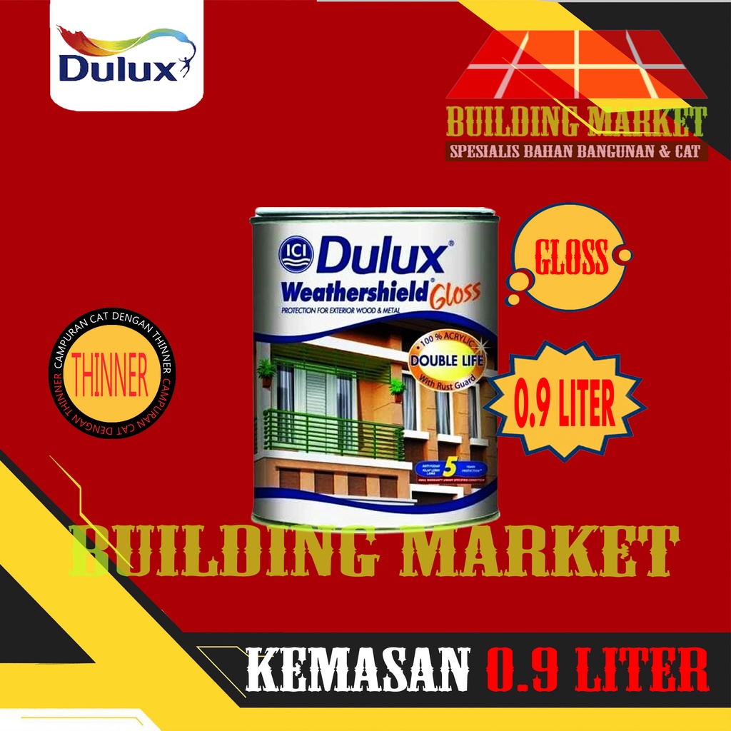 CAT KAYU BESI CAT MINYAK CAT KAYU CAT BESI DULUX WEATHERSHIELD GLOSS 1 LITER