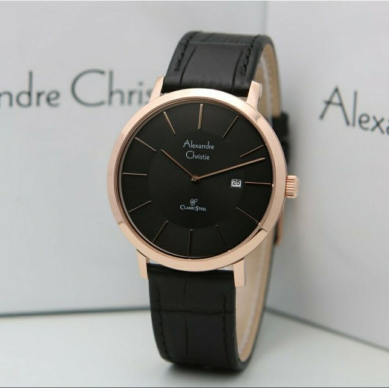 JAM TANGAN PRIA ALEXANDRE CHRISTIE AC 8599 BLACK ROSEGOLD ORIGINAL