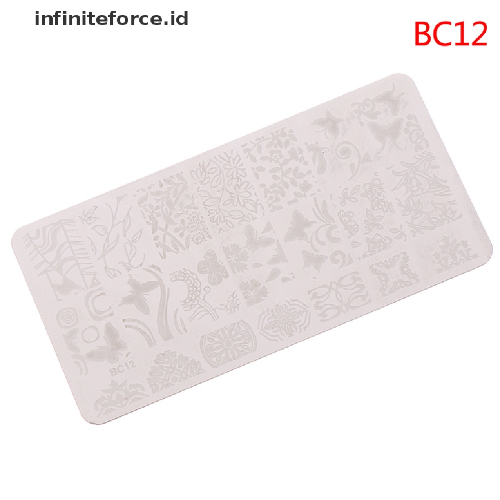 (infiniteforce.id) Plat Stempel / Cap Kuku Motif Geometri / Bunga Untuk Nail Art