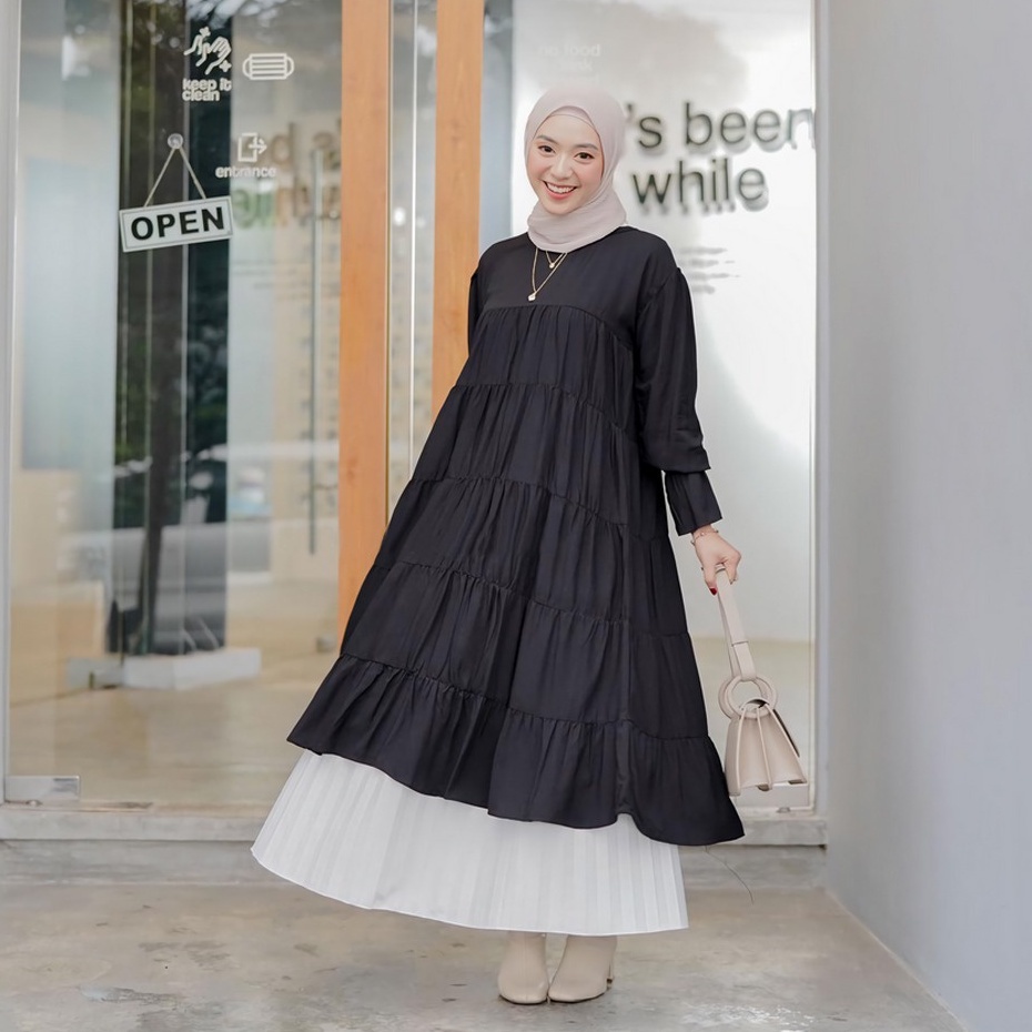 RX FASHION - Cempaka Tunik Full Rufle / MIDI DRESS / MONIK LONG TUNIK RUFFLE / ELLENA TUNIK WANITA- NN