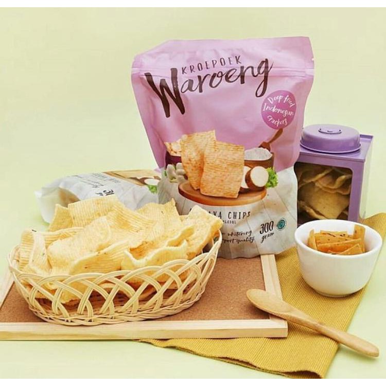 

KROEPOEK WAROENG Cassava Chips 300g No MSG - Kerupuk Cassava Chips Kropok Krupuk-local