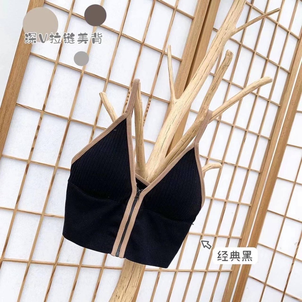 Likesun-TERLARIS Sport Bra BH Korea Wanita Model Resleting Tank Top Bra with Zipper Style COD BRA54