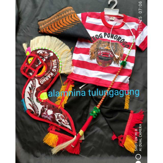 Kaos reog cambuk kuda spon celana barongan udeng komplit