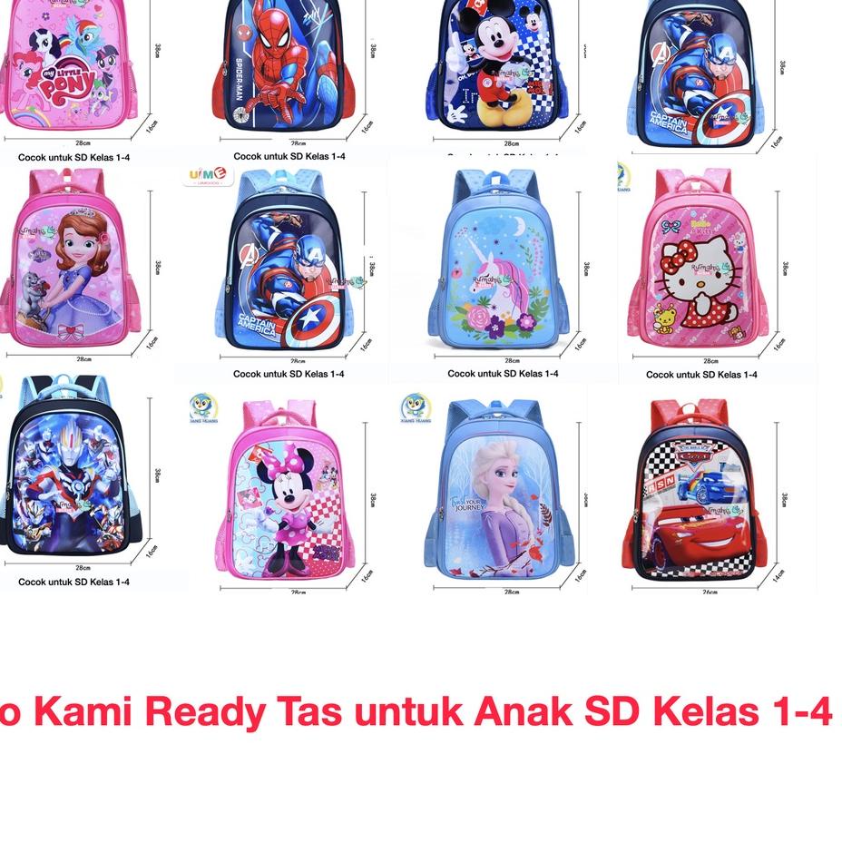 [Rumah MAINAN] Tas Sekolah Anak Perempuan Dan Laki Laki ANTI AIR TK Sama SD Ransel Import Lucu Tebel