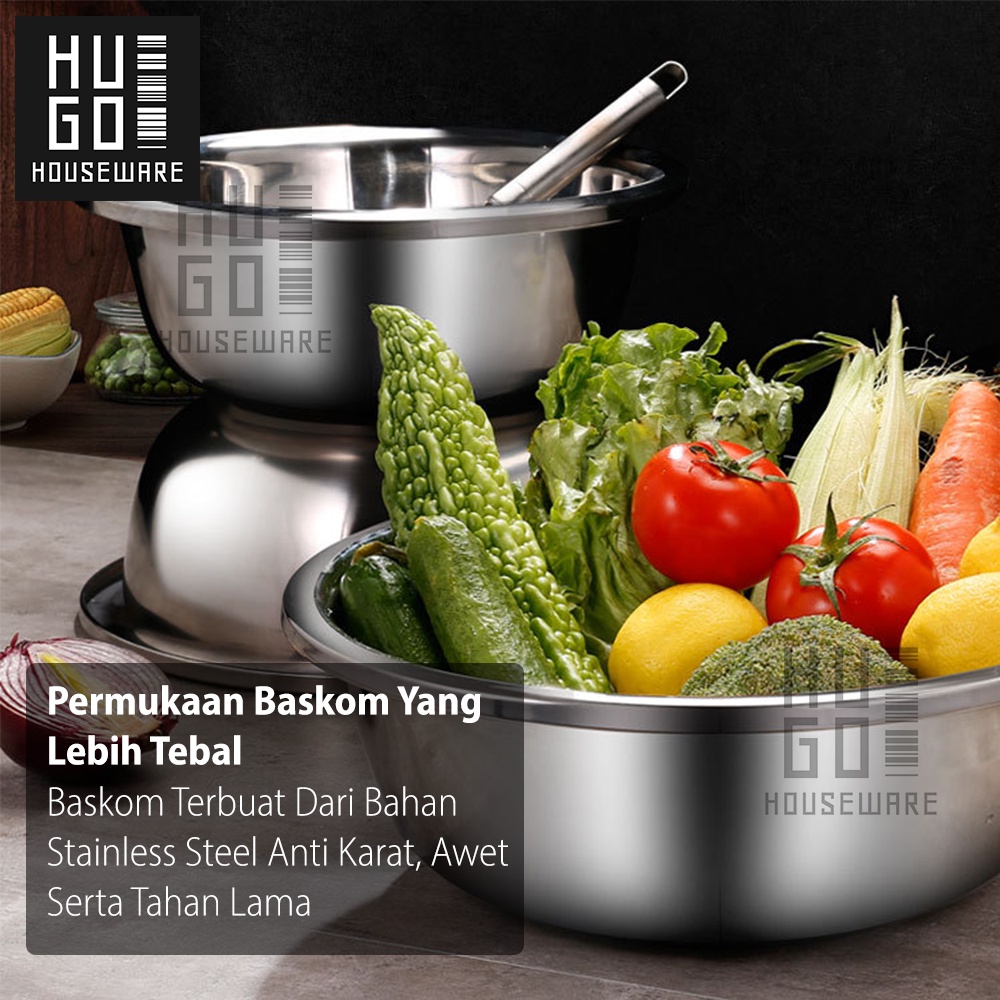 Baskom Stainless Steel Tebal Dalam Tinggi Mixing Bowl Kobokan 32-36 cm