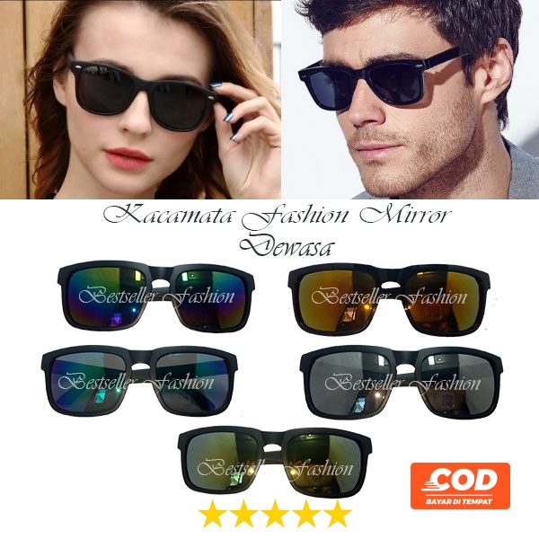 Kacamata Hitam Fashion Gaya Pria Wanita Lensa Mirror UV400 Kaca Mata Outdoor Anti Silau Sunglasses UNISEX