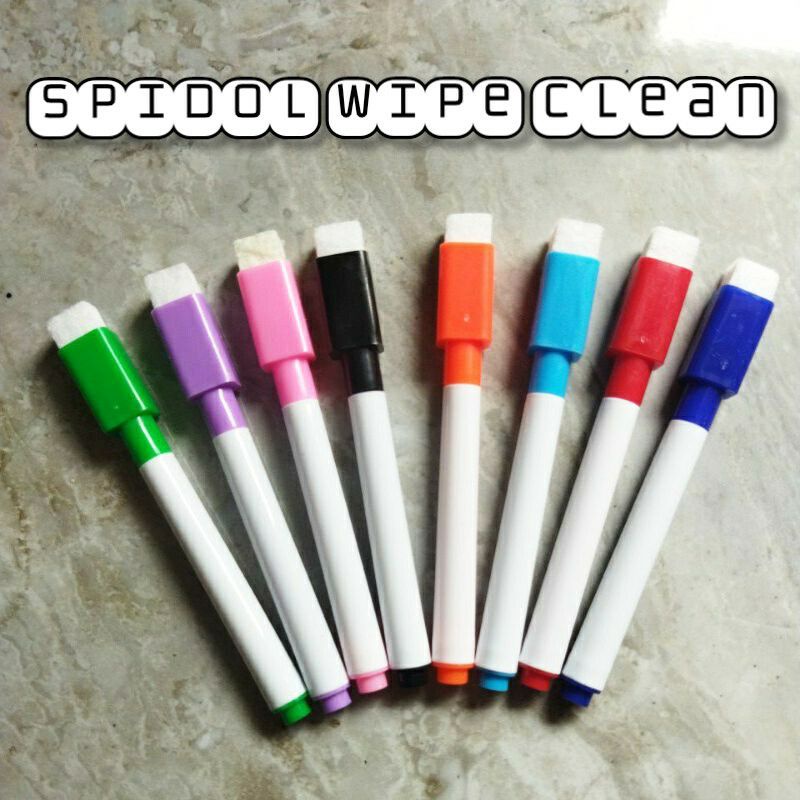 

spidol whiteboard wipe clean kecil 8pc warna atau hitam