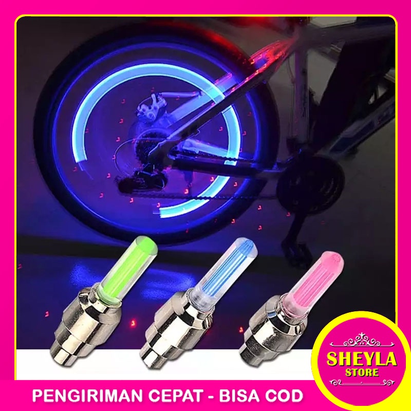 Tutup Pentil LED Sepeda 2 Pcs / Lampu LED Roda Ban Sepeda Motor Mobil / Lampu Sepeda Import Sensor Gerak / TV-129