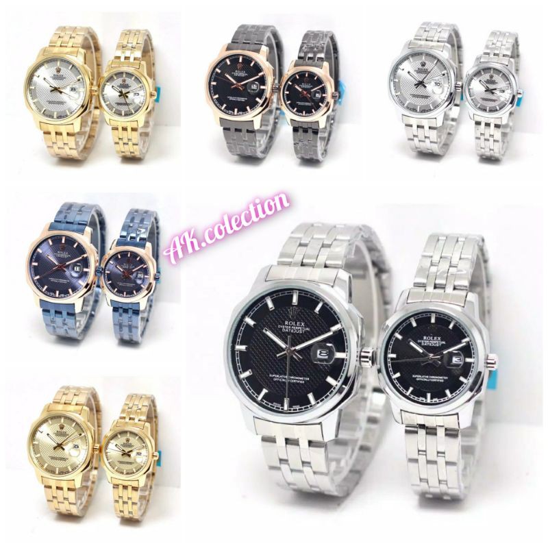 Jam Tangan Couple Rolex Rantai Tanggal