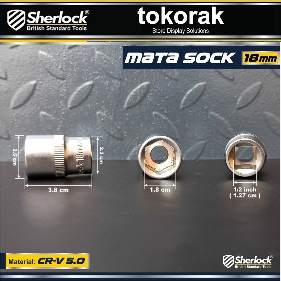 MATA KUNCI SOK 18 MM 1/2 INCH 6 PT SHERLOCK - MATA SHOCK