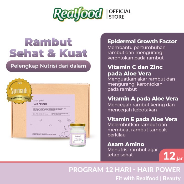 

(BISA COD) Realfood Hair Power Minuman Sarang Burung Walet + Kolagen, Lidah Buaya