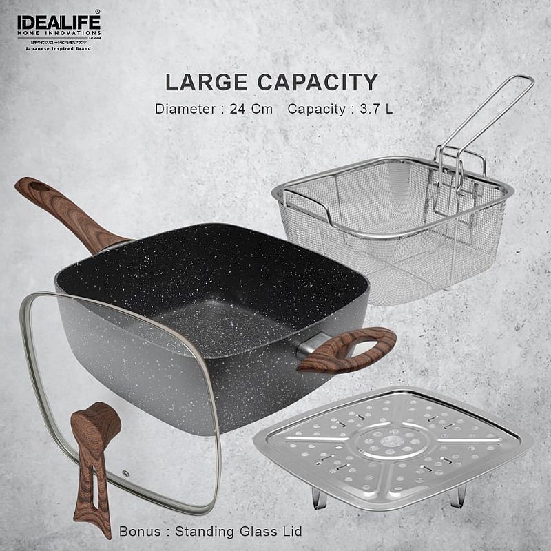 IDEALIFE IL-24MP Multi Function Pan Cookware - Panci Serbaguna 24cm