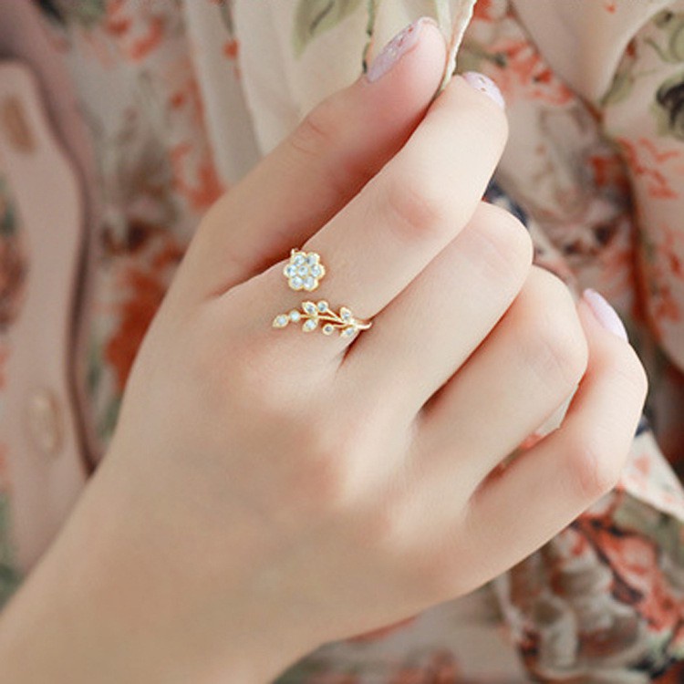 Cincin Adjustable Untuk Wanita Rings Mini Bunga Fashion Aksesoris / Cincin Bunga Wanita Import
