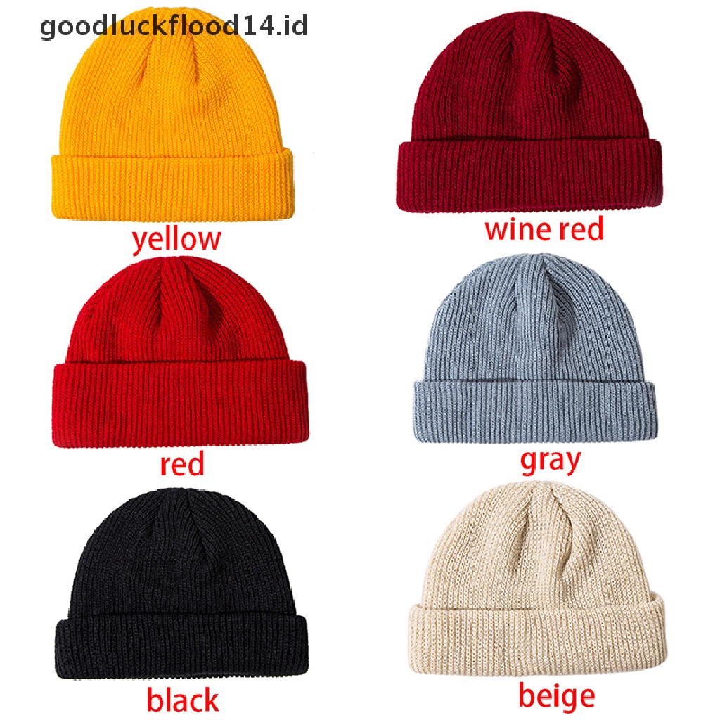 [OOID] Unisex Men Women Beanie Hat Warm Ribbed Winter Turn Ski Fisherman Hat Fashion ID