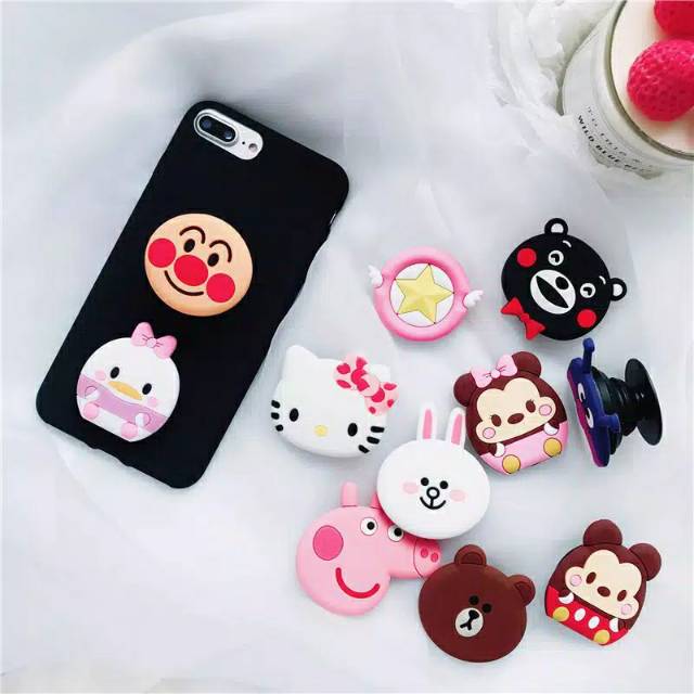 Pop socket - tempelan belakang hp -tempelan hp kartun - i ring silikon