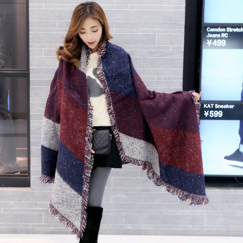 syal rajut wanita korea musim dingin winter premium import casual gradasi